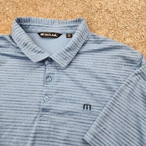 Travis Mathew Mens Blue Striped Golf Polo Shirt XXXL